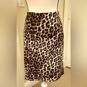 Alfani Brown & Black Leopard Midi Pencil Skirt, Sz  8P